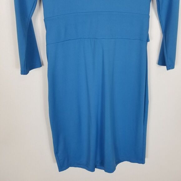 Talbots Women Blue Faux Wrap Dress Mini Dress Size S Petite 3/4 Sleeve - Picture 6 of 8